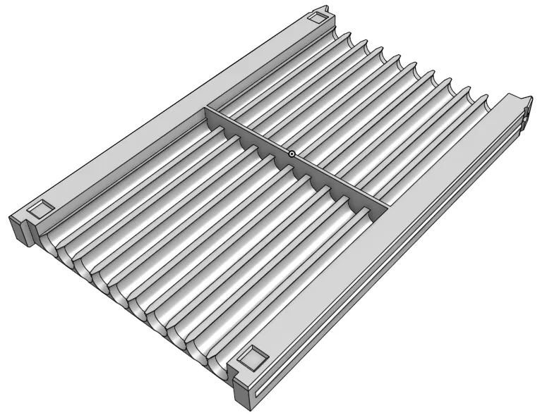 The standard sleep arena: twenty channels for 5 mm glass tubes, ten on each side