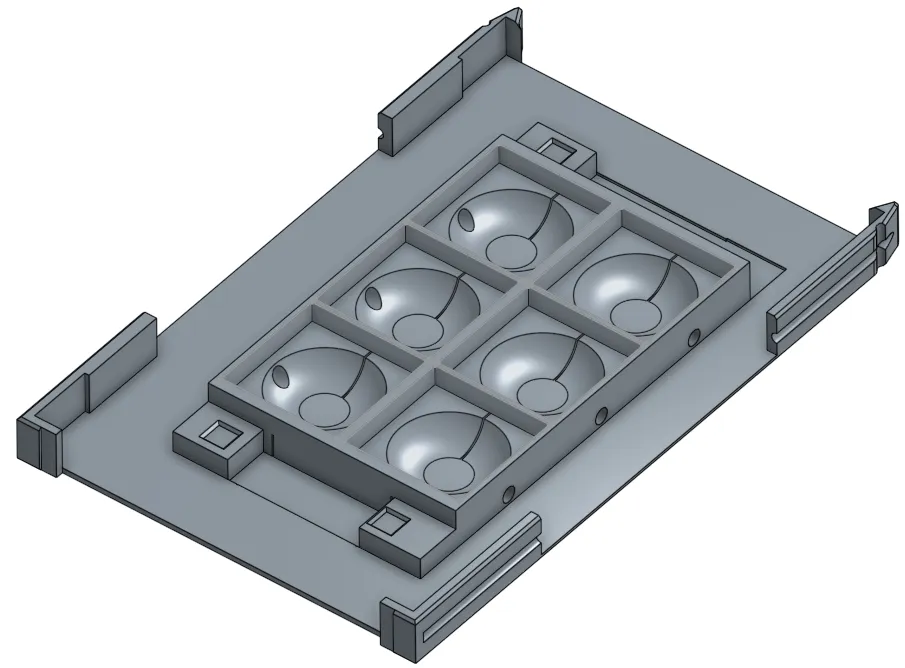 HD arena with six round chambers for pairs of flies