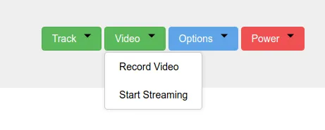 The Video menu of an ethoscope in the node, with Record Video and Start Streaming