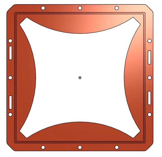 The 3D-printable arena: four curved quadrants meeting at a central opening