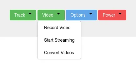 The Video menu of an experimental ethoscope, with Record Video, Start Streaming and Convert Videos